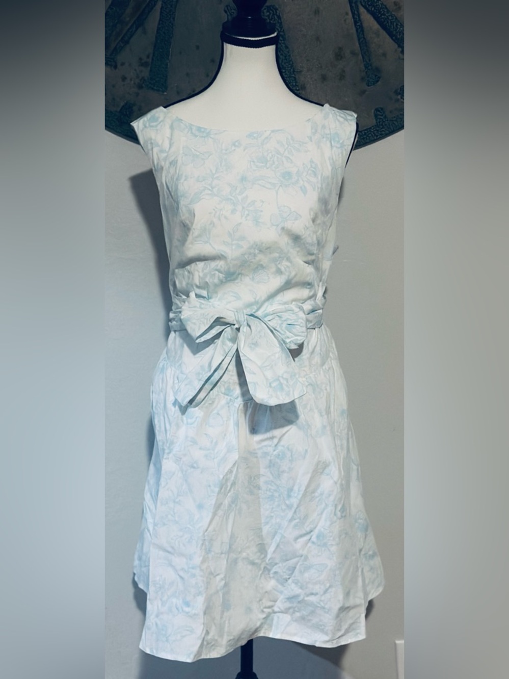 wild fable Light Blue Floral Belted Sleeveless Dress